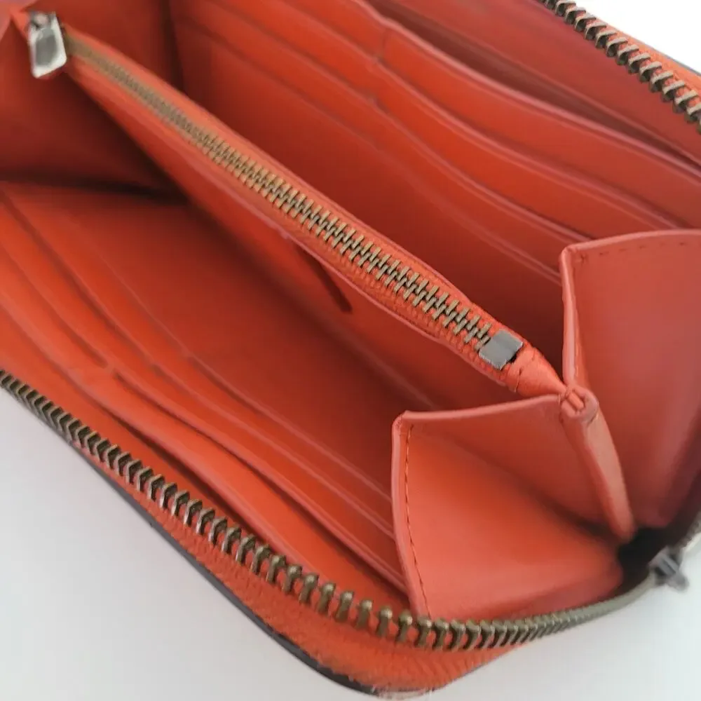 Coach Leather Wallet Solid Red‎ Zip Around Large Clutch Geniue Smooth Leather